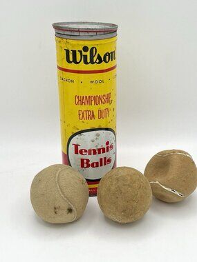 VTG 60s Wilson Championship Extra Duty Metal Tennis Ball Can W/ Original Balls